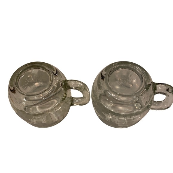 Set of 2 Vintage Nestle Nescafe World Map Globe Etched Glasses Mug Coffee Cups - Picture 9 of 16